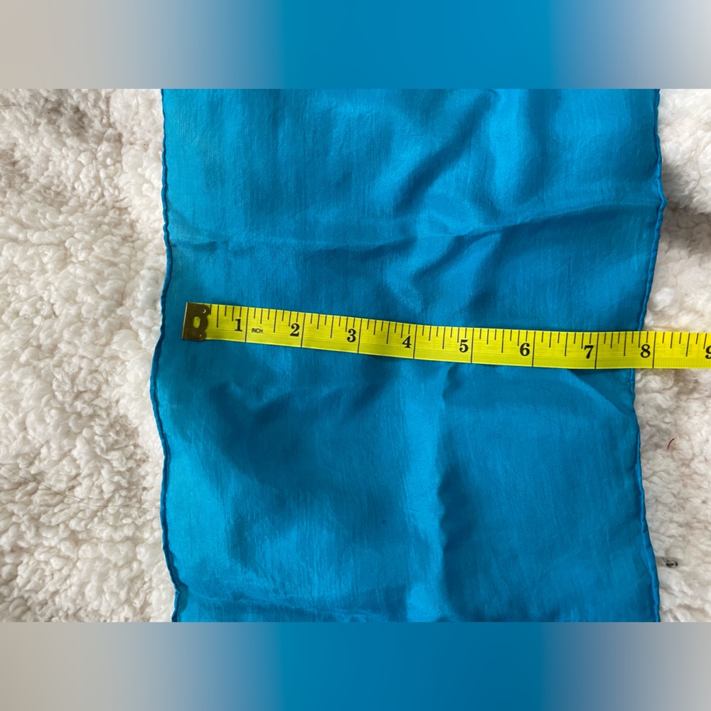 Stunning Turquoise Blue Rectangular Silk Scarf - image 4